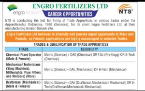 Read more about the article Engro Fertilizer Trade Apprenticeship Program 2025: Apply via NTS – Complete Guide